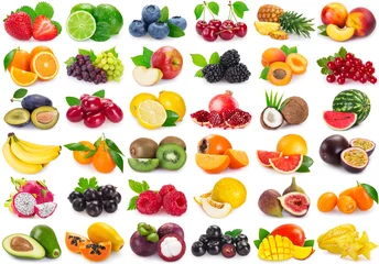Plexiglas foto achterwand Verzameling van vers fruit en bessen © valery121283