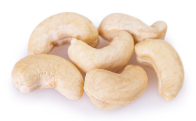Cashew nuts on white background