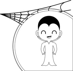 silhouette of cute boy disguised of vampire