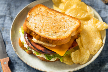 Homemade Fried Bologna Sandwich