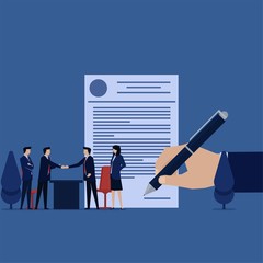 Business flat vector concept team handshake for agreement metaphor of deal.