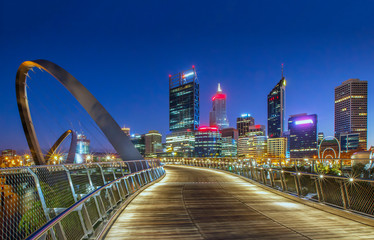 Naklejka premium Perth cityscape from Elizabeth quay bridge Perth Western Australia