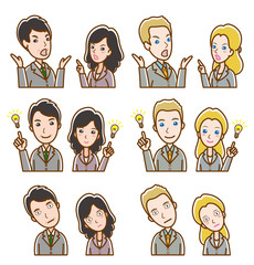 ビジネスマンとビジネスウーマンの表情のイラスト