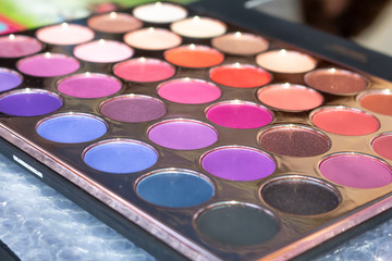 A closeup of a cosmetic color palette