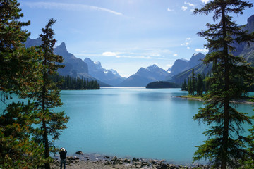 Moraine Lake in Banff National Park outside the village of lake Louise, Alberta Canada. The photo...
