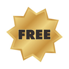 Gold star seal. Free banner sticker for advertising. Add medal banner.