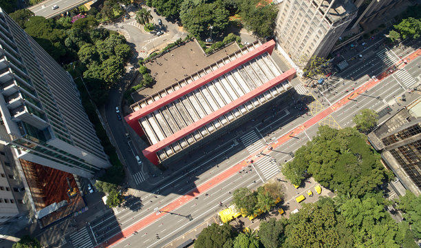 Topl view of MASP museum in Sao Paulo city,
