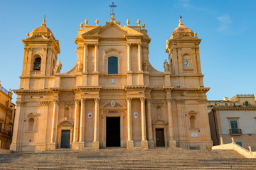 Fototapeta na wymiar The cathedral of Noto in Sicily is dedicated to Saint Nicholas of Myra. The cathedral dome collapsed in 1996 but has been rebuilt and reopened in 2007.