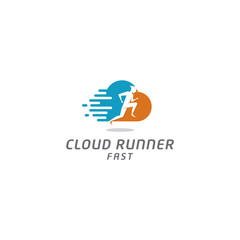 cloud runner fast logo vector icon illustration