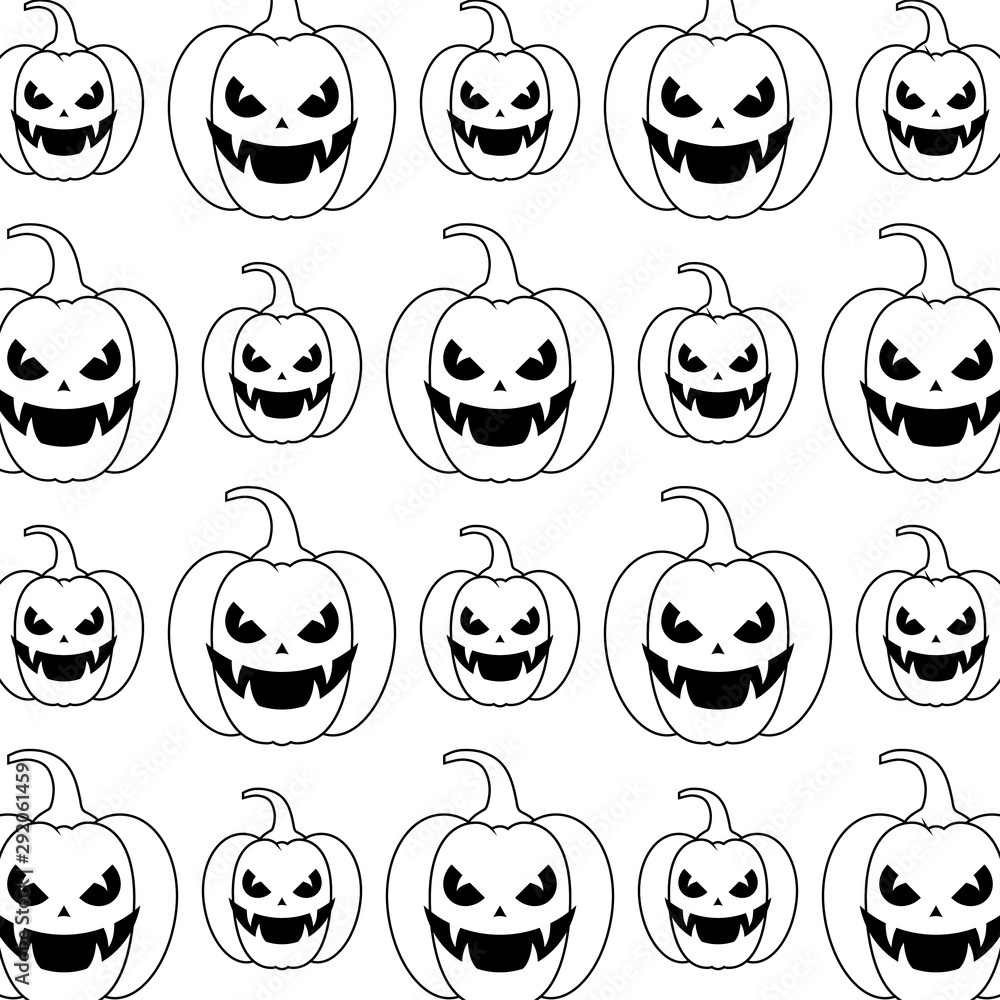 Poster pattern of halloween pumpkin with scary face