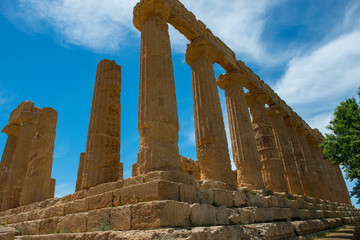 Ruins at the Valley of the Temples near Agrigento on the Italian island of Sicily