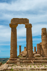 Ruins at the Valley of the Temples near Agrigento on the Italian island of Sicily