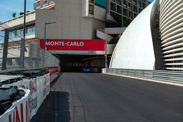 Entrance to the famous road tunnel in Monaco, France