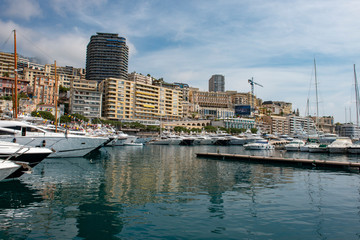Fototapeta na wymiar Boats in Monaco harbour on the Cote D'Azur, France