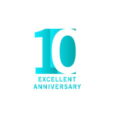 10 Years Excellent Anniversary Vector Template Design illustration