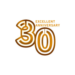 30 Years Excellent Anniversary Vector Template Design illustration