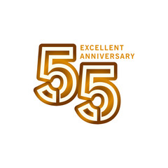 55 Years Excellent Anniversary Vector Template Design illustration