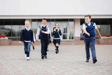 Group of schoolchildren in uniform.