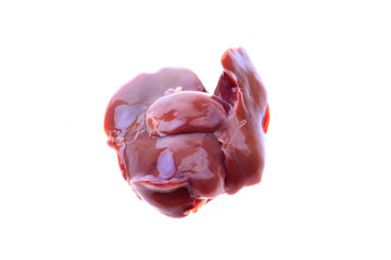 Chicken liver on a white background