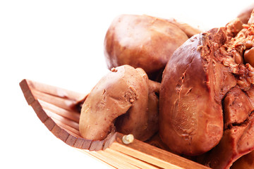 Chicken liver on a white background