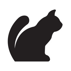 Naklejka premium Cat Icon. Concept for Healthcare Medicine and Pet Care. Outline and Black Domestic Animal. Pets Symbol, Icon and Badge. Simple Vector illustration