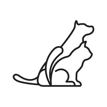 Dog and Cat Icon. Concept for Healthcare Medicine and Pet Care. Outline and Black Domestic Animal. Pets Symbol, Icon and Badge. Simple Vector illustration
