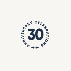 30 Years Anniversary Celebration Vintage Circle Vector Template Design Illustration