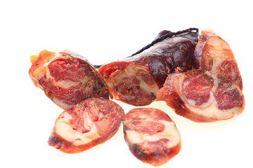 Sausages on a white background