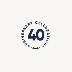 40 Years Anniversary Celebration Vintage Circle Vector Template Design Illustration