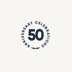 50 Years Anniversary Celebration Vintage Circle Vector Template Design Illustration
