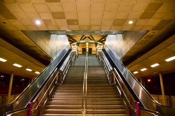 Staircase in Sky Train Station, Escalators and stairs at train station
