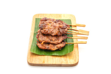 grilled skewered milk pork with white sticky rice