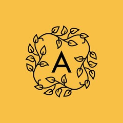 Vector Logo Initial A Concept Leaf Line