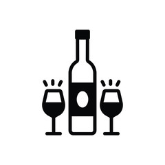 Black solid icon for wine 