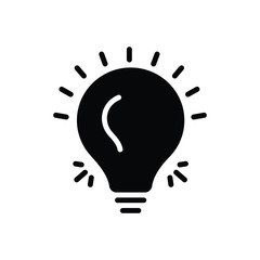 Black solid icon for light bulb