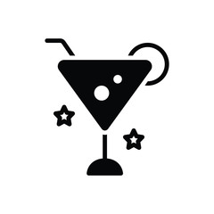 Black solid icon for martini 