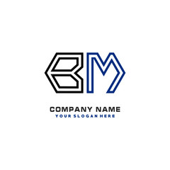 initials BM logo template vector. modern abstract initials logo shaped lines,
