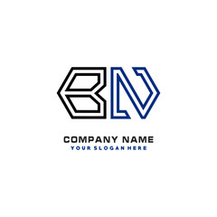 initials BN logo template vector. modern abstract initials logo shaped lines,