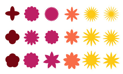 Vector set of shape elements with sharp and round edges in different colors.	