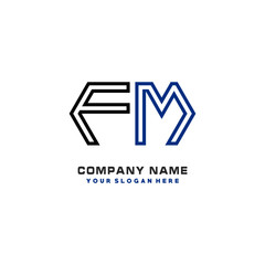 initials FM logo template vector. modern abstract initials logo shaped lines,