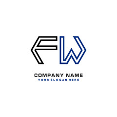 initials FW logo template vector. modern abstract initials logo shaped lines,