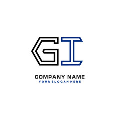 initials GI logo template vector. modern abstract initials logo shaped lines,