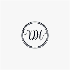 DH Initial Handwriting logo template, Creative fashion logo design, couple concept -vector	