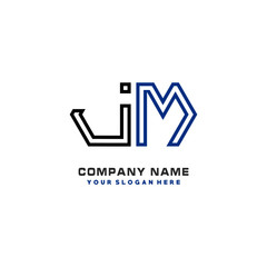 initials JM logo template vector. modern abstract initials logo shaped lines,