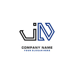 initials JN logo template vector. modern abstract initials logo shaped lines,