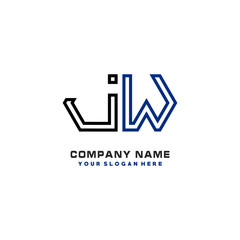 Fototapeta premium initials JW logo template vector. modern abstract initials logo shaped lines,