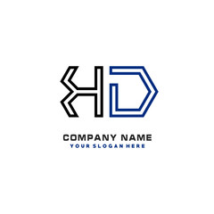 initials KD logo template vector. modern abstract initials logo shaped lines,