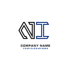 initials NI logo template vector. modern abstract initials logo shaped lines,