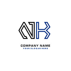 initials NK logo template vector. modern abstract initials logo shaped lines,