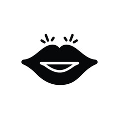 Black solid icon for lips 